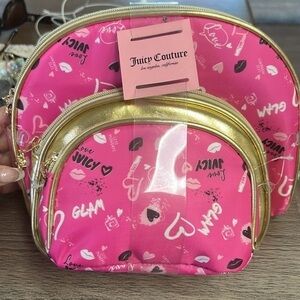NWT Juicy Couture Set of 3 Glam Cosmetic Makeup Bags